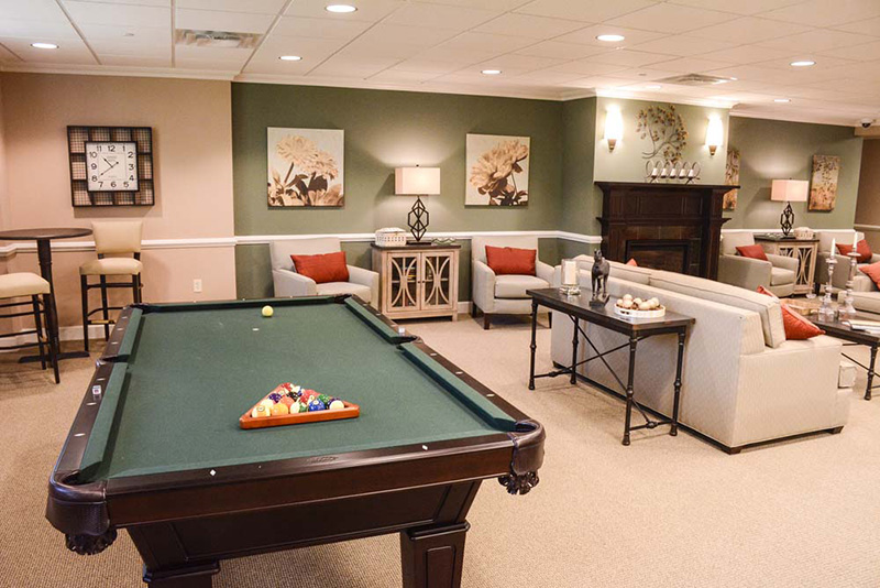 living room with pool table